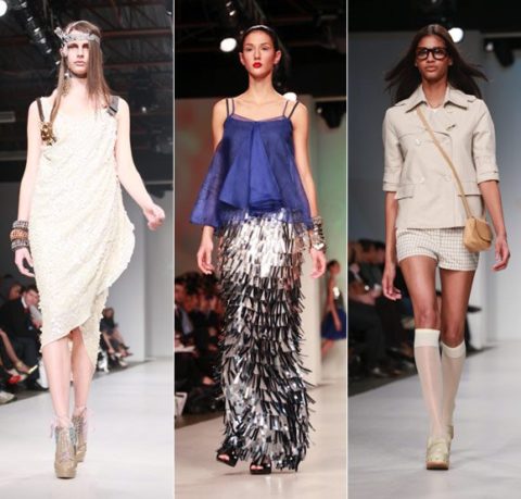 Spring 2010 looks (from left) at the Lucian Matis, David Dixon and Joe Fresh Style shows. Photography by Angela Y. Martin