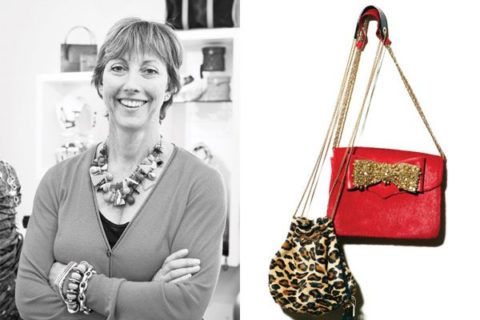 Right, Isabell Fish, photography by Emma McIntyre. Left, Lena Erziak handbags at Rue Pigalle from $475, photography by Carlo Mendoza.