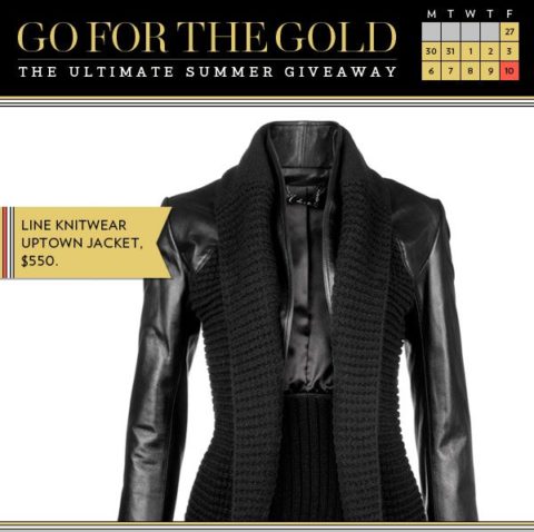 Go for the gold! Enter to win a $550 leather jacket from Line Knitwear!