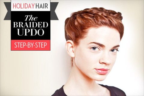 Holiday hair tutorial braid halo updo