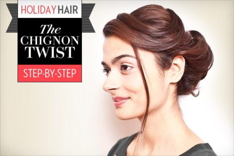 Holiday hair tutorial simple chignon twist