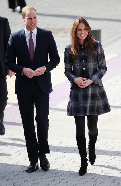 Kate Middleton baby bump Moloh tartan coat Scotland