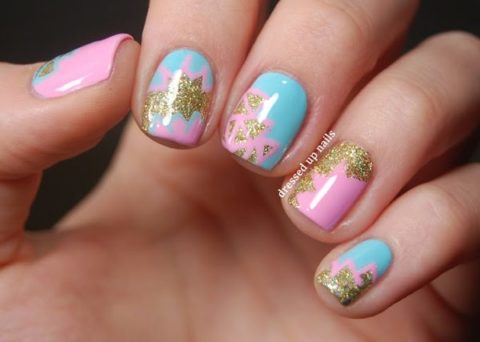 nail tutorial prom geometric glitter