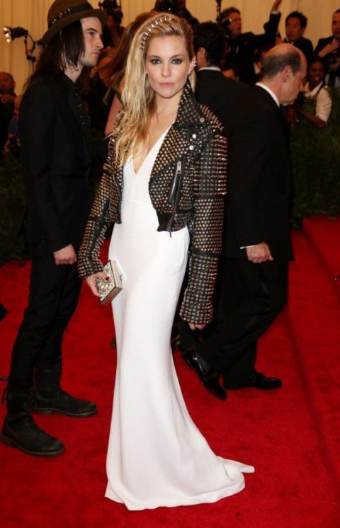 Sienna Miller wearing Burberry to the Metropolitan Museam of Art 2013 Costume Institute Gala in New York May 6 2013