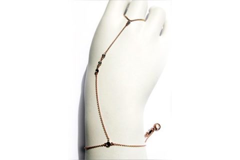 Christmas Gift Ideas Luxury Natasha Koifman for !XAM Diamonds Rose Gold and Black Diamond Ring-to-Wrist Chain