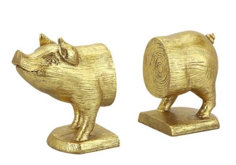 Christmas Gifts for Best Friend Gold Pig Bookends