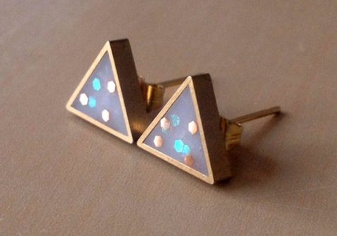 Christmas Gifts for Best Friend Ivory Confetti Triangle Earrings