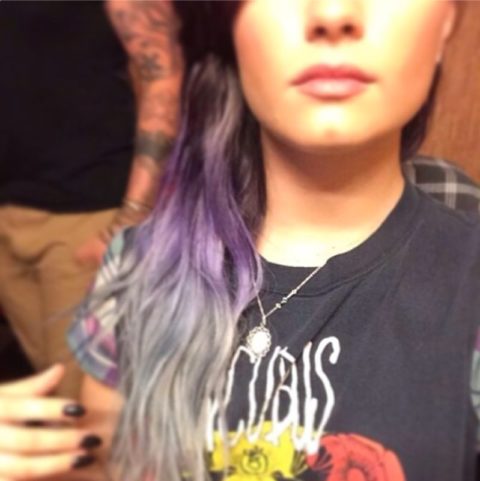 Beauty twists Demi Lovato purple ombre
