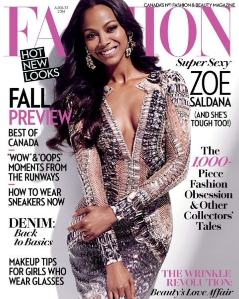 Fashion Magazine August 2014 Zoe Saldana