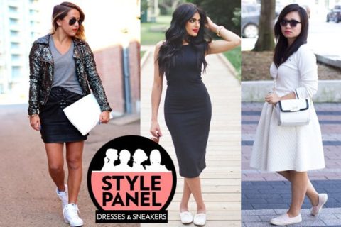 how to wear sneakers with dresses style panel