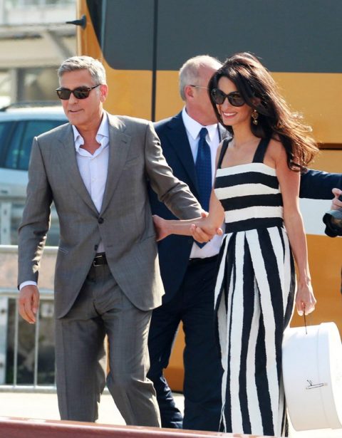 Amal Alamuddin George Clooney Stripes Dolce Gabbana