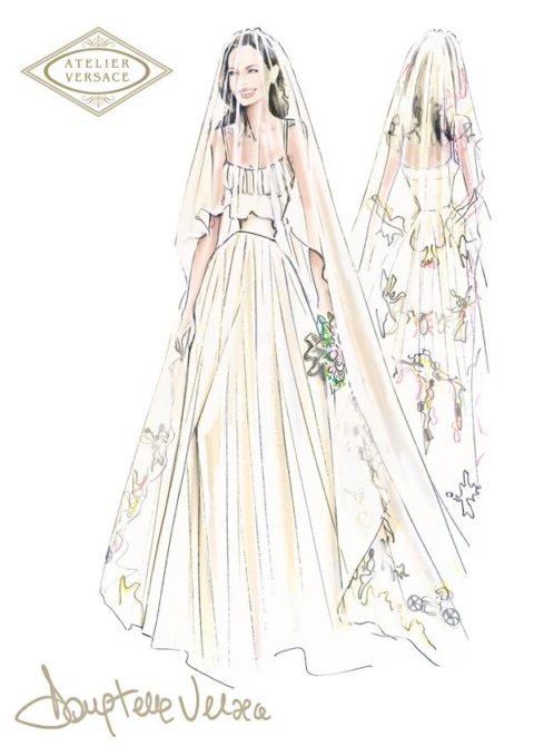 Angelina Jolie Wedding Versace Sketch