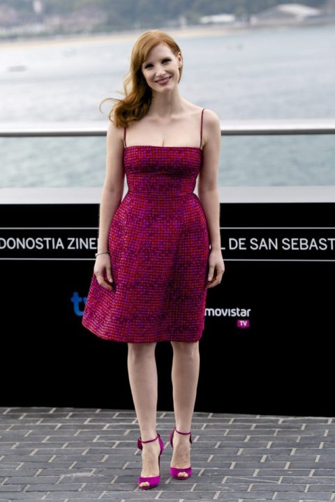 celebrity style jessica chastain the dissapearance of eleanor rigby photocall