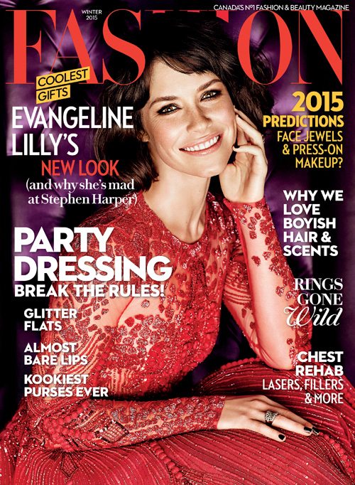 Fashion Magazine Winter 2015 Cover: Evangeline Lilly - FASHION Magazine
