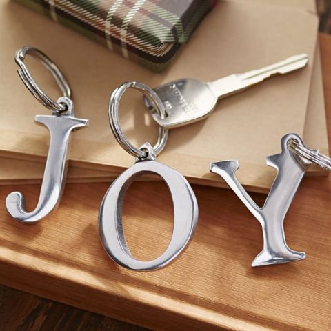 christmas gift ideas stocking stuffers pottery barn silver letter keychain