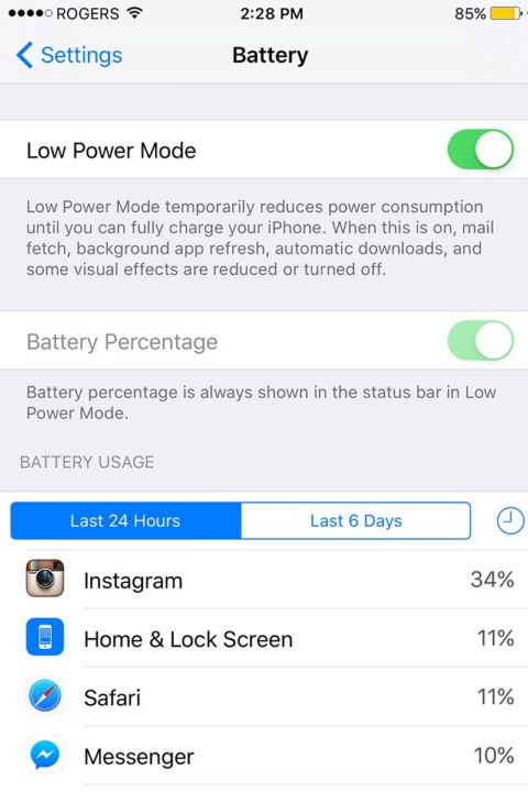 apple ios 9 features low power mode