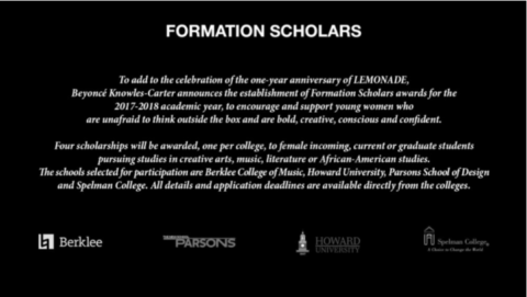 beyonce formation scholarship
