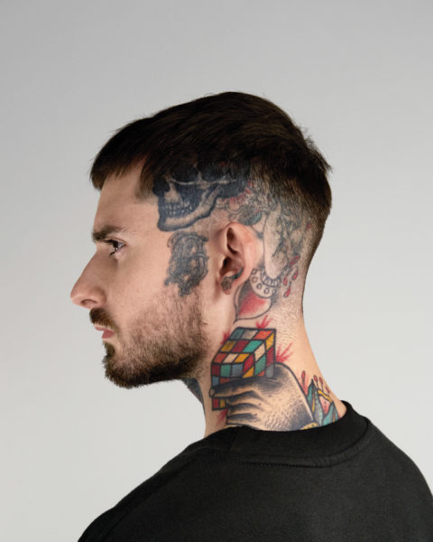 David Peyote neck tattoos