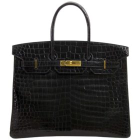 A black Hermes Birkin bag