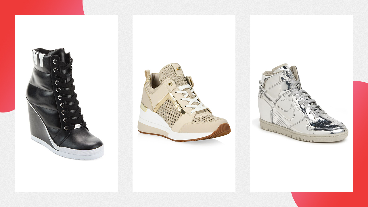 Three examples of wedge sneakers