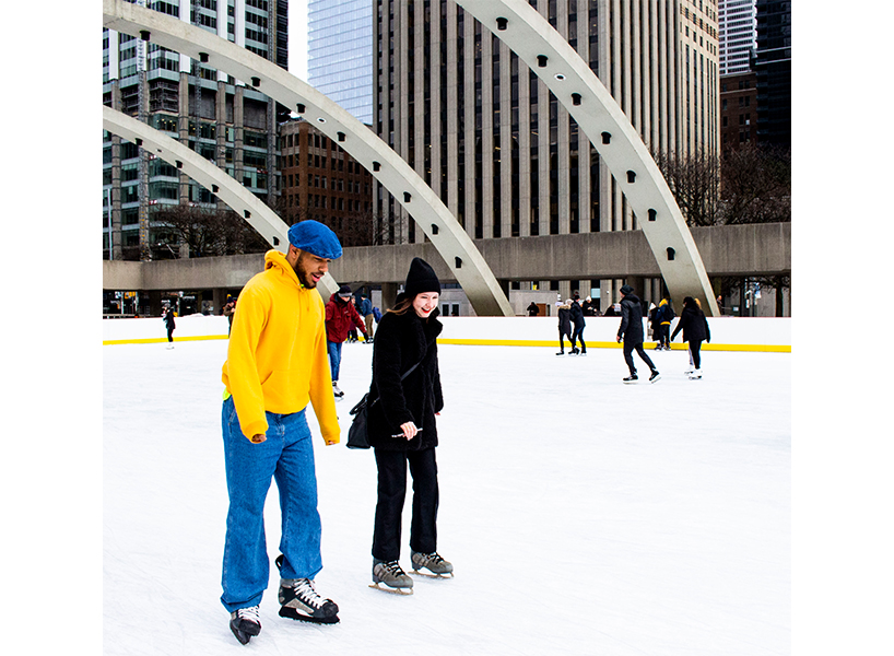 Skating at Nathan Phillips Square—we didn't fall once! (Photo: Danielle Clarke)