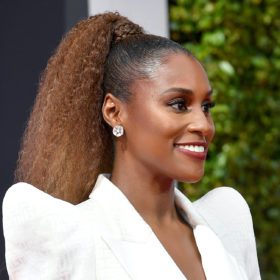 Holiday looks for curly textured hair issa rae high pony