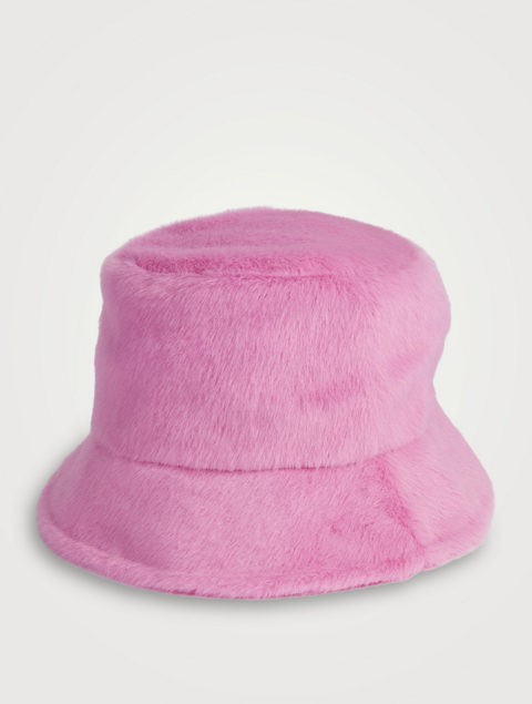 Apparis Tatum Faux Fur Bucket Hat pink