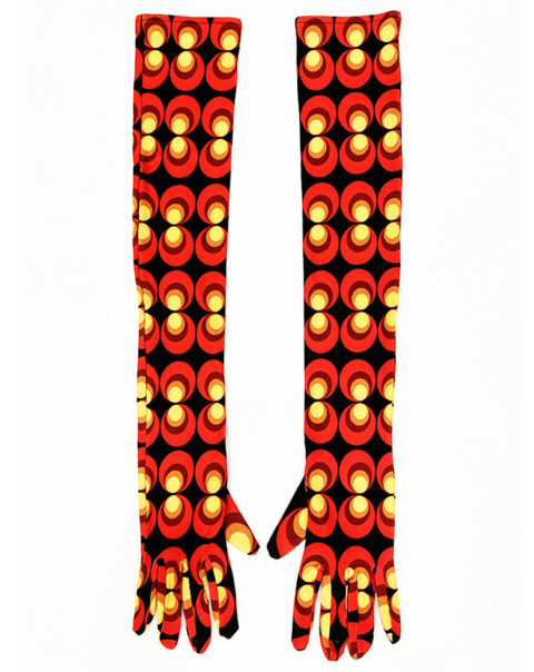 red black yellow patterned gloves
