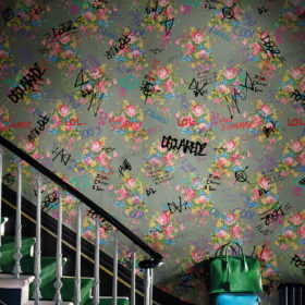 dsquared wallpaper flowers and graffiti