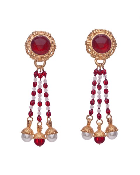july birthstone jewellery markarian lonnia ruby and pearl gold earrings