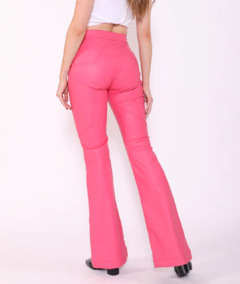Hot pink barbie cowboy products: flared leather pants