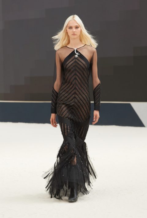 Chanel Fall 2022 couture sheer black gown