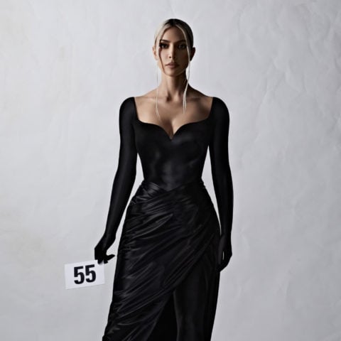 Kim Kardashian in Balenciaga Fall 2022 couture black gown