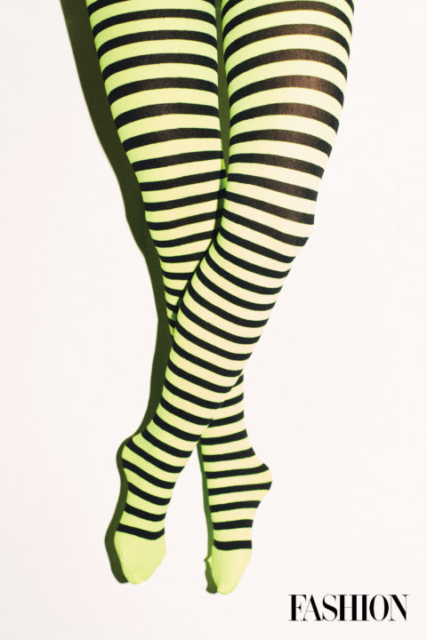 green and black striped tights