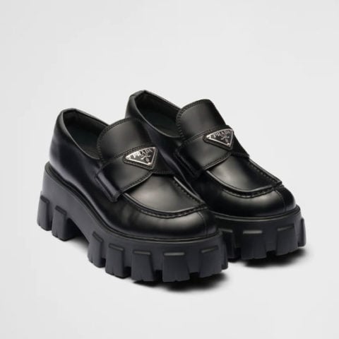 Prada black chunky loafers