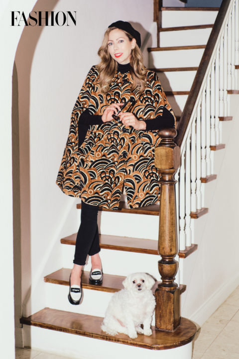 Dana Richardson-Blewett in a printed cape