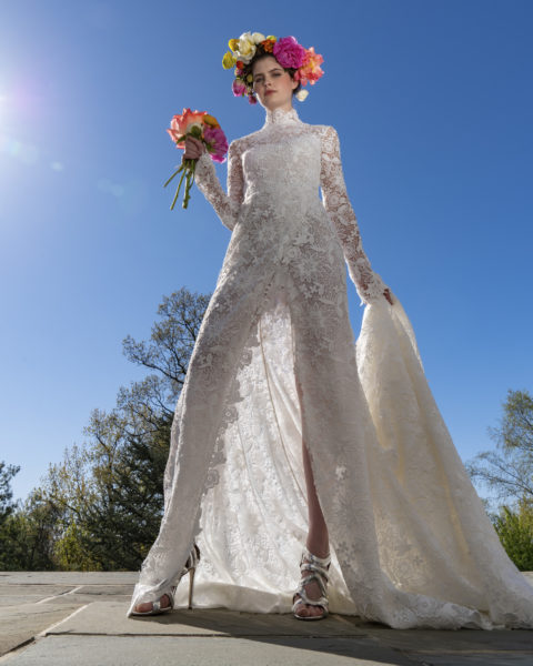 Reem Acra Fall 2023 wedding dress with slit