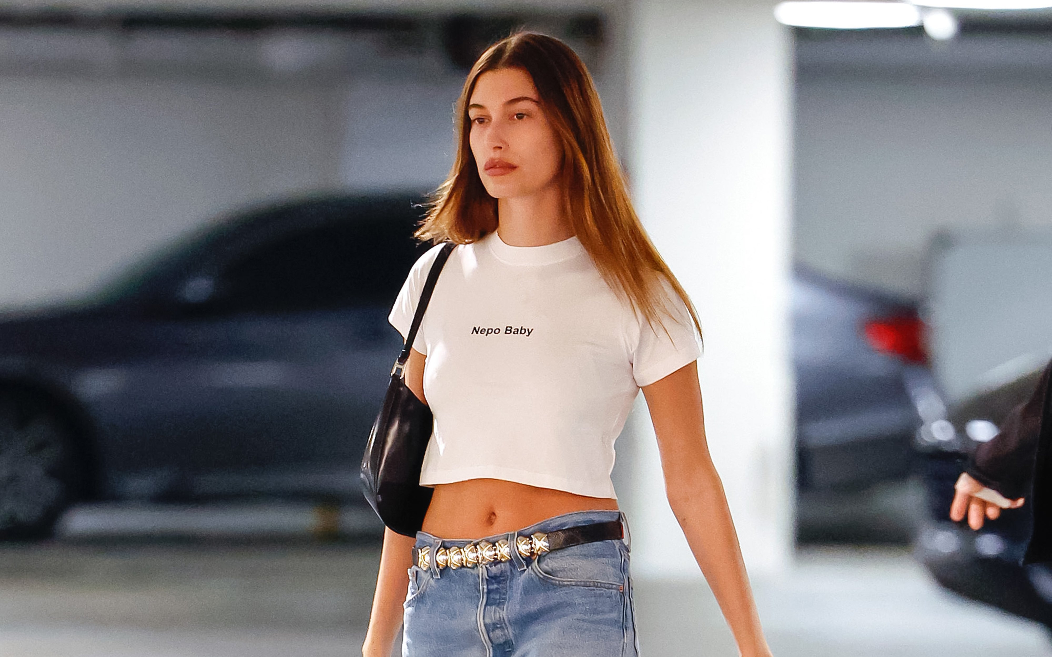 Hailey Bieber Wears a Nepo Baby T-Shirt in Los Angeles