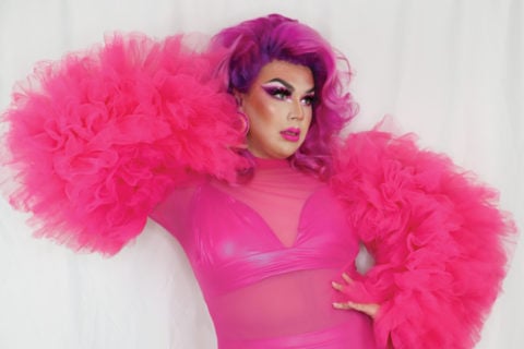 Chelazon Leroux poses in a frilly pink outfit