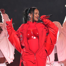 Rihanna at the Super Bowl 2023.