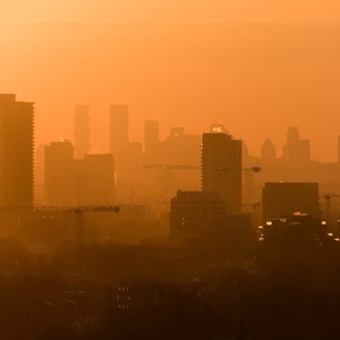 Toronto skyline filled with orange smog