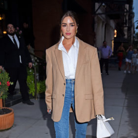 Olivia Culpo is seen out in NYC wearing women's straight leg jeans