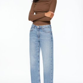 Mika relaxed straight mid rise jeans, women's straight leg jeans