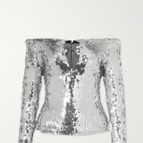 Net-a-Porter off-the-shoulder metallic top, going-out tops