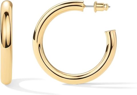 14k yellow gold hoops, best stylish gifts under $50
