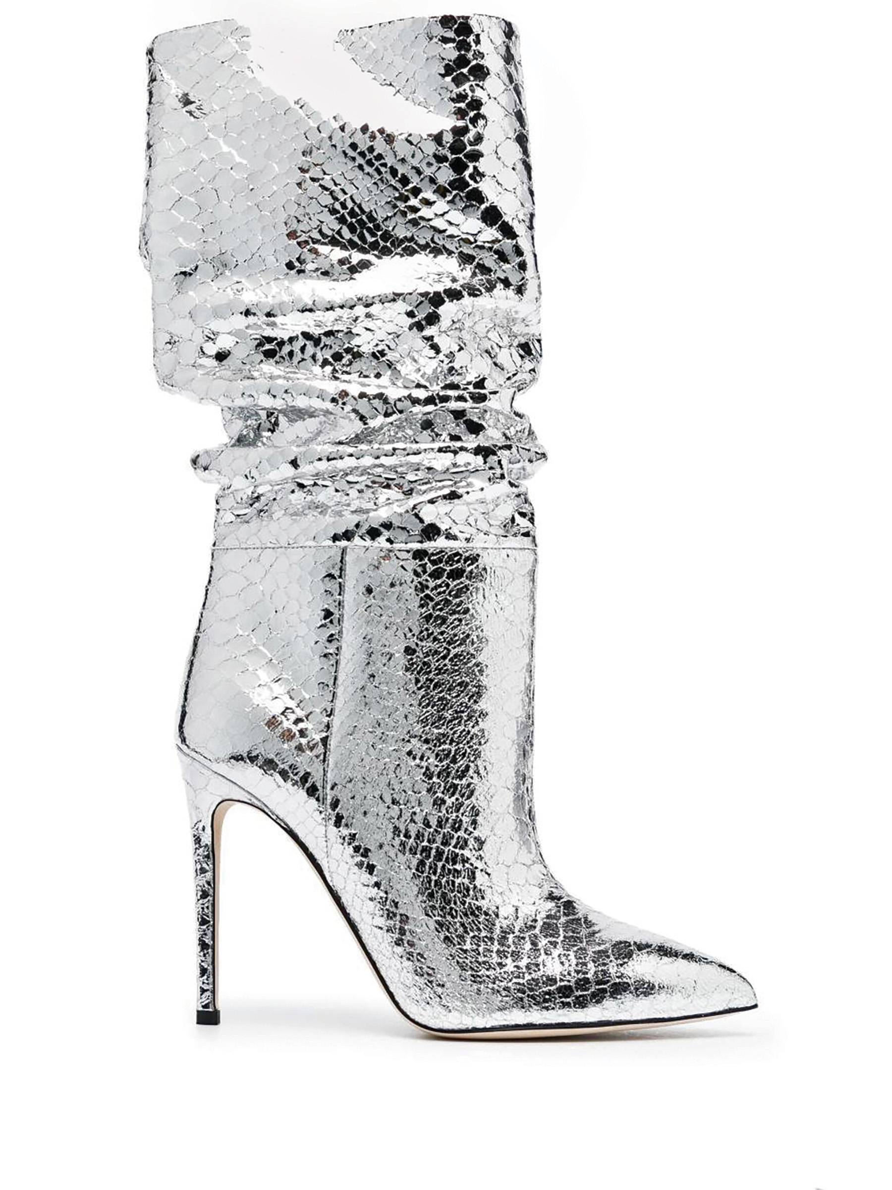 Paris Texas Silver Snake Slouchy Boots