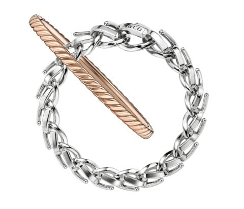 Tiffany Forge Medium Link Bracelet and David Yurman Sculpted Cable Bangle Bracelet