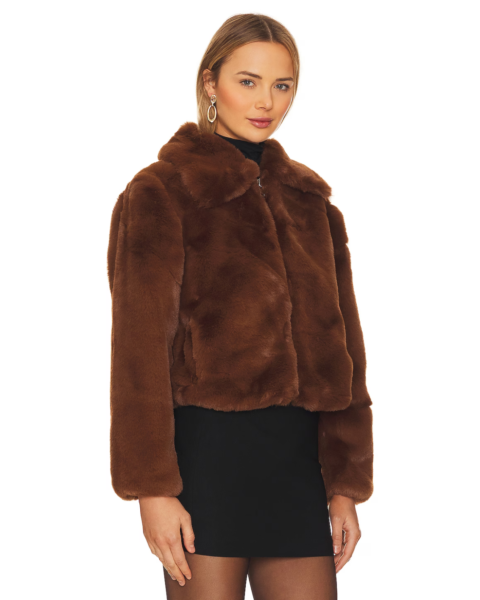 mob wife outfit faux fur coat