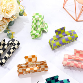 colourful checkered hair clips