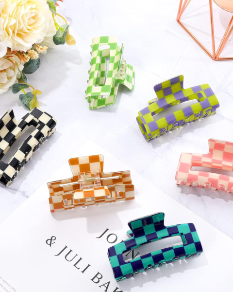 colourful checkered hair clips